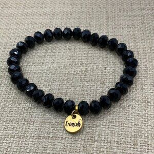 Erimish Black Glass Beaded Stretch Bracelet